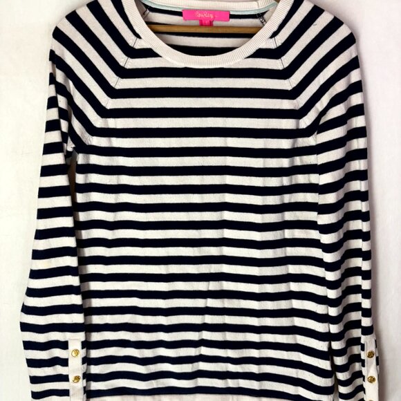 Lily Pulitzer Blue and White Stripe Sweater - Picture 2 of 7
